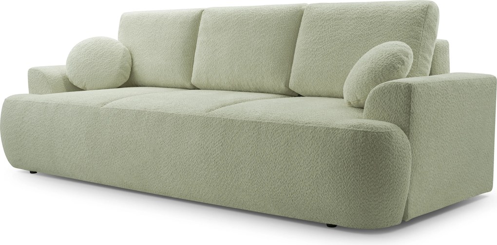 Masseno Sofa FILO z funkcją spania i pojemnikiem na pościel, Rozkładana sofa - Zielony, CORAL 55