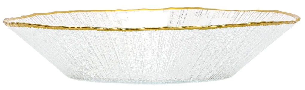Szklany talerz głeboki ze złotą obwódką DATURA, 20 cm