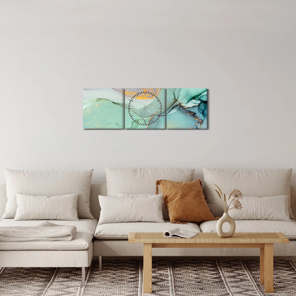 Abstrakcyjny obraz (z zegarem) (90x30 cm)