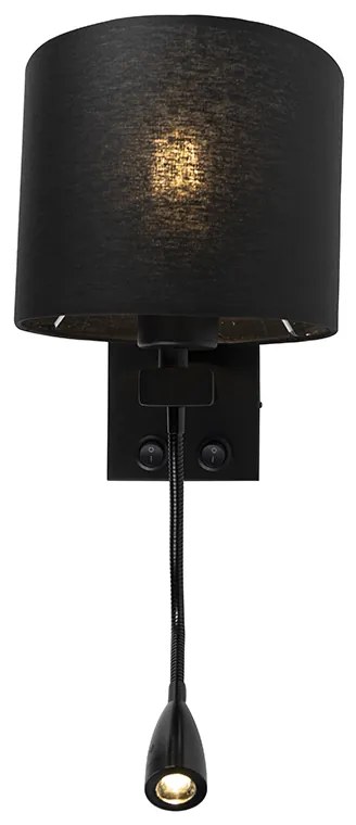 Nowoczesna lampa ścienna czarna z czarnym kloszem - Brescia Nowoczesny Oswietlenie wewnetrzne