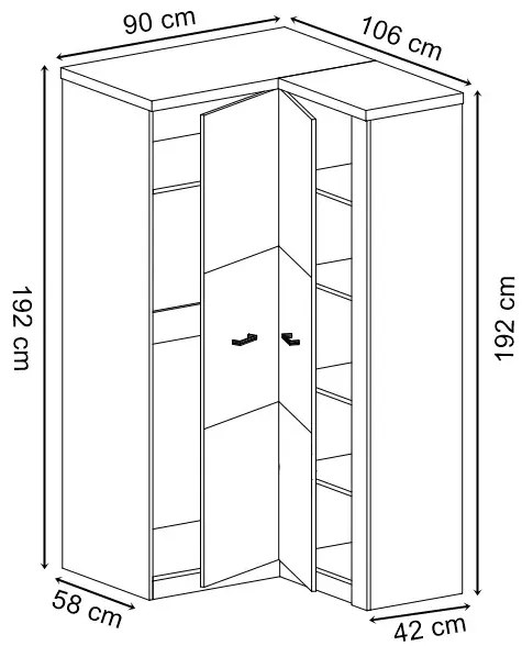 Szafa narożna jesion jasny - Dagna