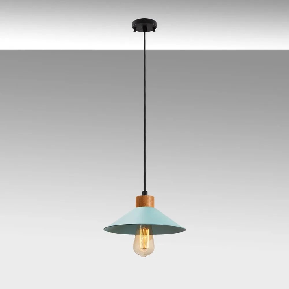 Turkusowa/w naturalnym kolorze lampa wisząca z metalowym kloszem ø 24 cm Manavgat – Opviq lights