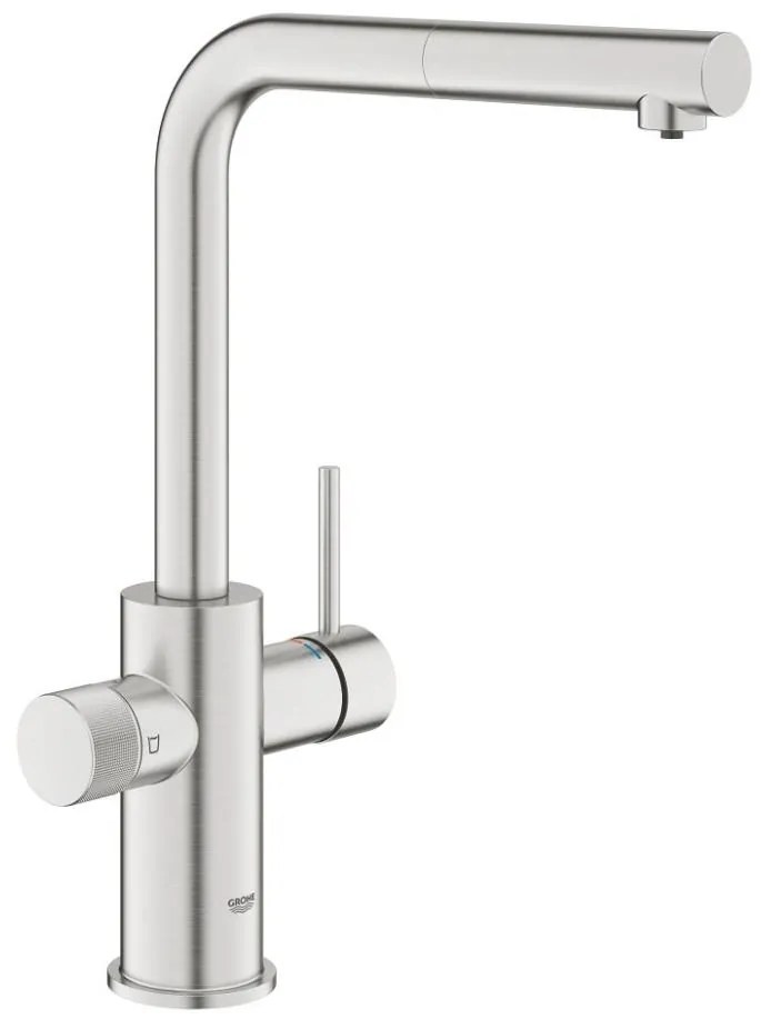 GROHE 30601DC0 - Bateria kuchenna BLUE PURE z wysuwaną wylewką, stal nierdzewna