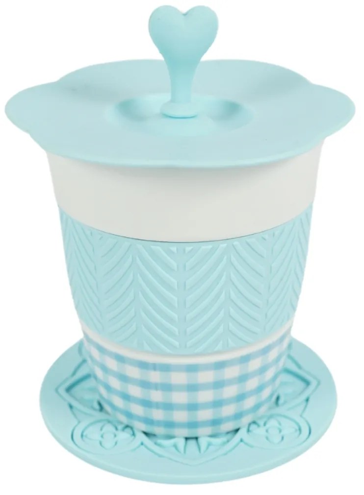 Porcelanowy kubek AQUELLE z silikonowymi dodatkami 280 ml, niebieski