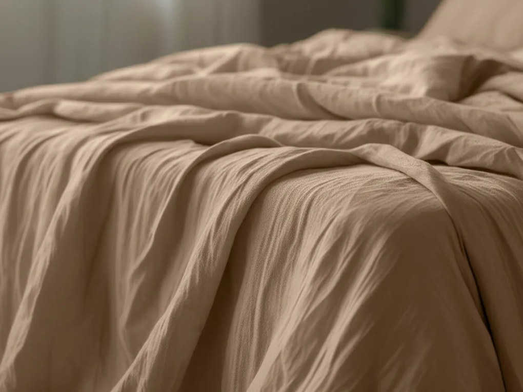 PrzytulneMieszkanie.pl PrzytulneMieszkanie.pl Pościel muślinowa PURELY jasnobrązowa Rozmiar pościeli: 80 x 80 cm | 155 x 220 cm