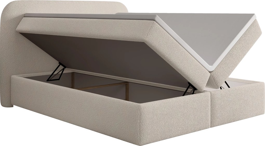 Łóżko kontynentalne Eleris 160x200 z pojemnikami - beżowa bukla Quelle 03