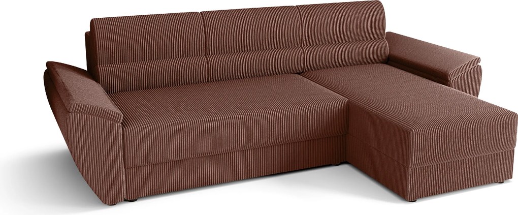 Rozkładana narożna sofa TAVERO 251x140 cm, ciemnoróżowa, uniwersalna