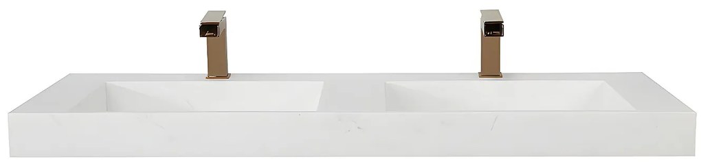 Podwójna umywalka podwieszana KODIAK z twardego materiału marmuropodobnego w kolorze białym – 120,2 × 45,2 × 8 cm (dł. × szer. × wys.)