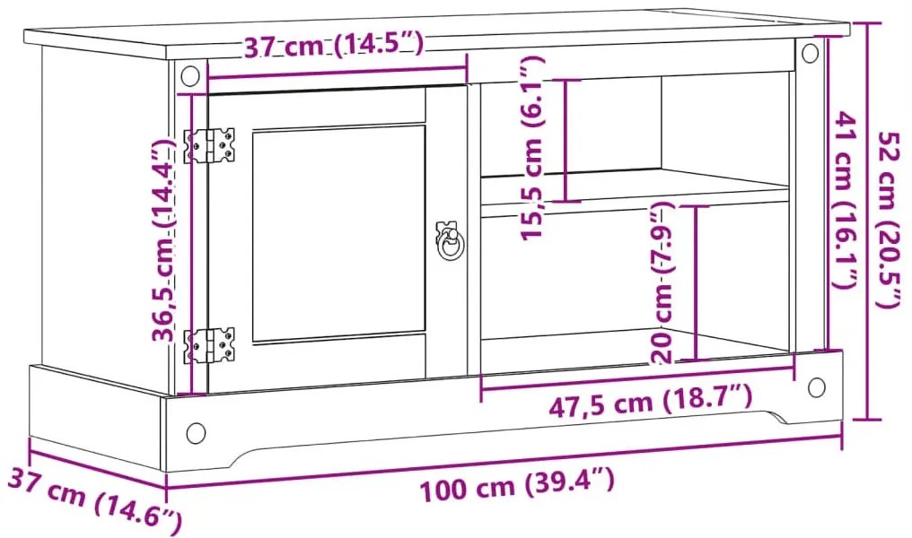 Sosnowa szafka pod telewizor z drzwiczkami C7-T17