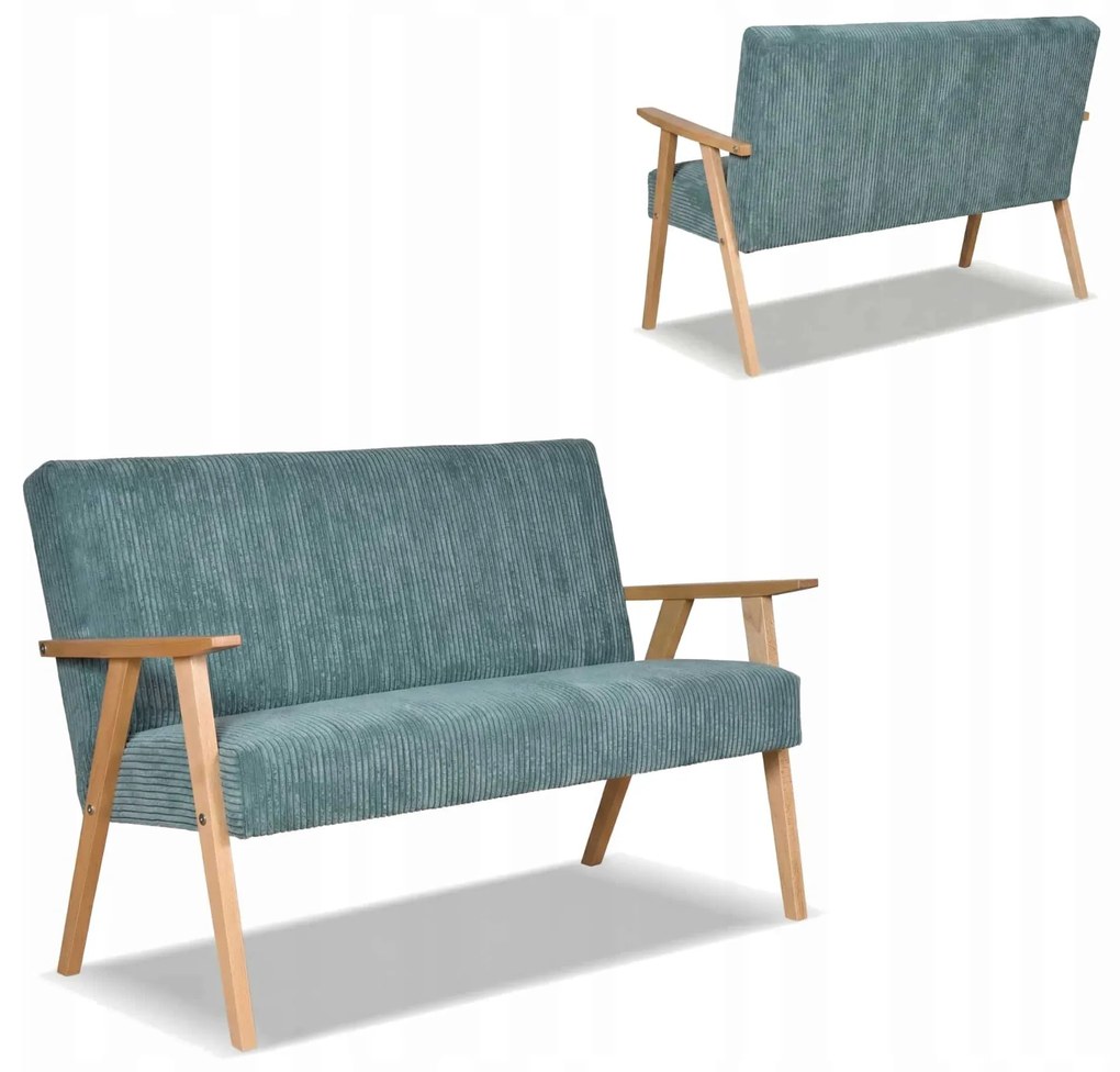Sofa w stylu PRL retro vintage SOLER Family Meble turkusowy sztruks Anafi