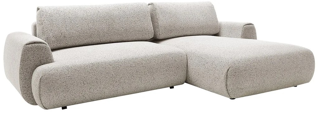 Kanapa narożna prawostronna rozkładana z szarą melanżową tapicerką - MONELIA