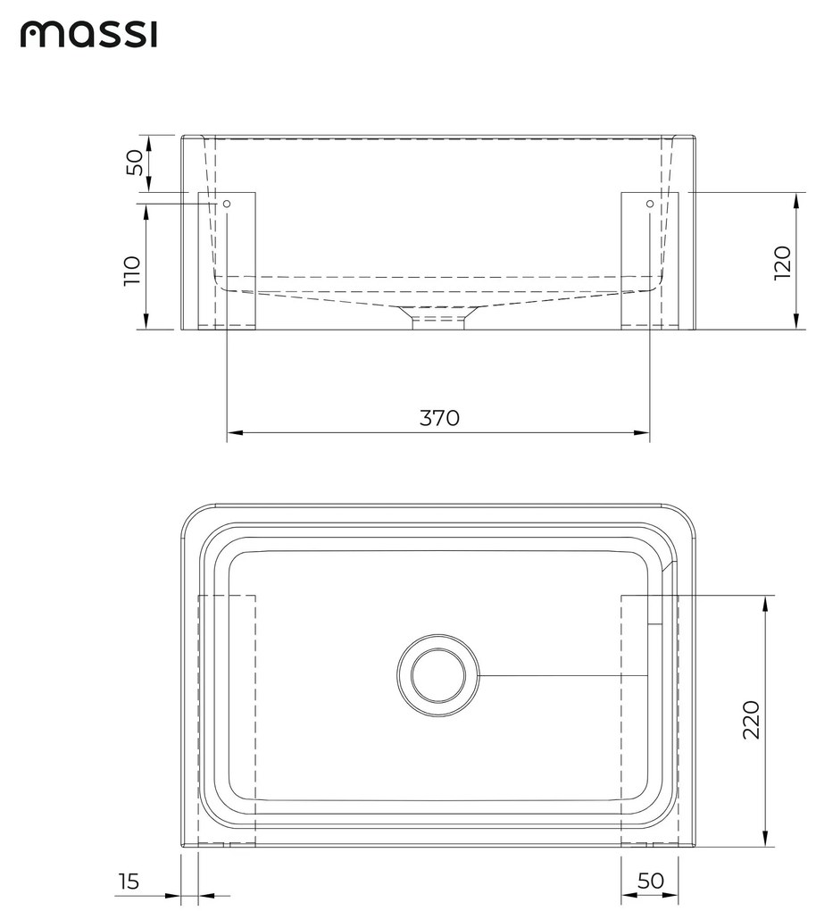 Umywalka betonowa wisząca / nablatowa prostokątna bez otworu na baterię 45 x 30 cm BESENI | różne kolory : Kolor - Różowy, Typ montażu - podwieszana