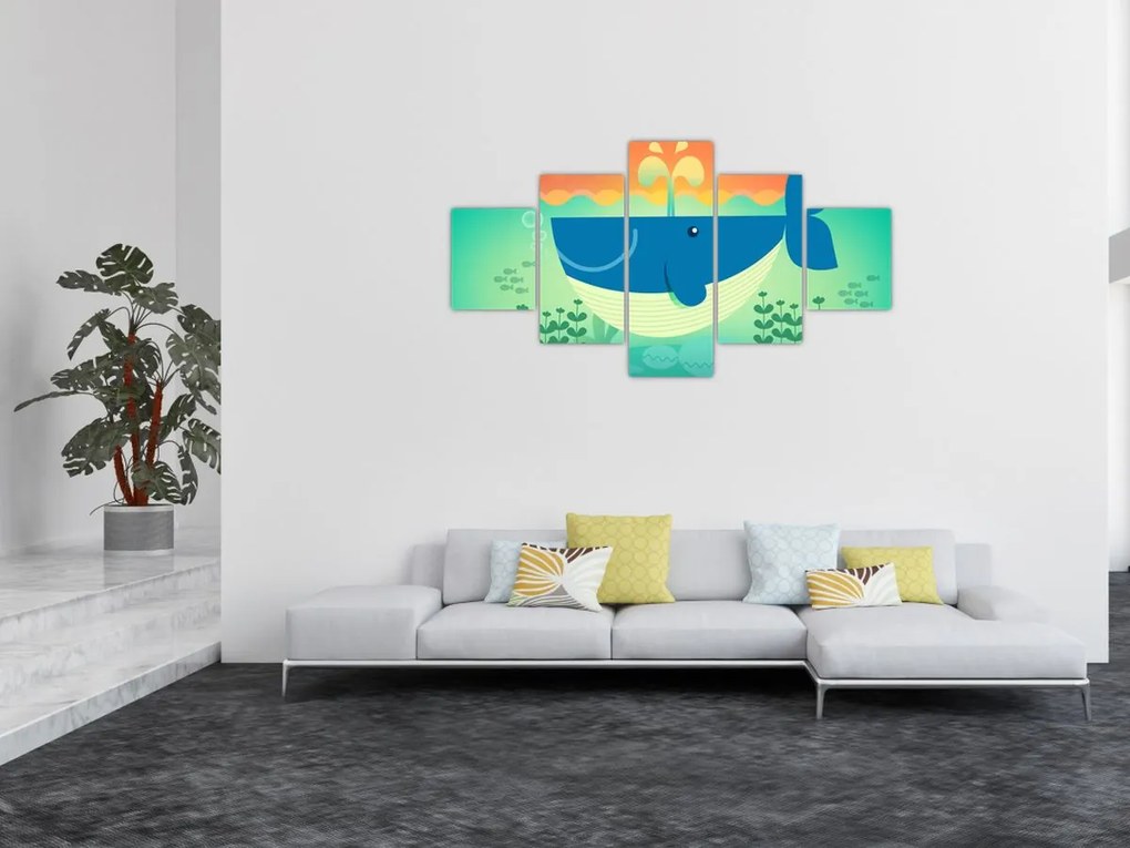 Obraz - Wesoły wieloryb w morzu (125x70 cm)