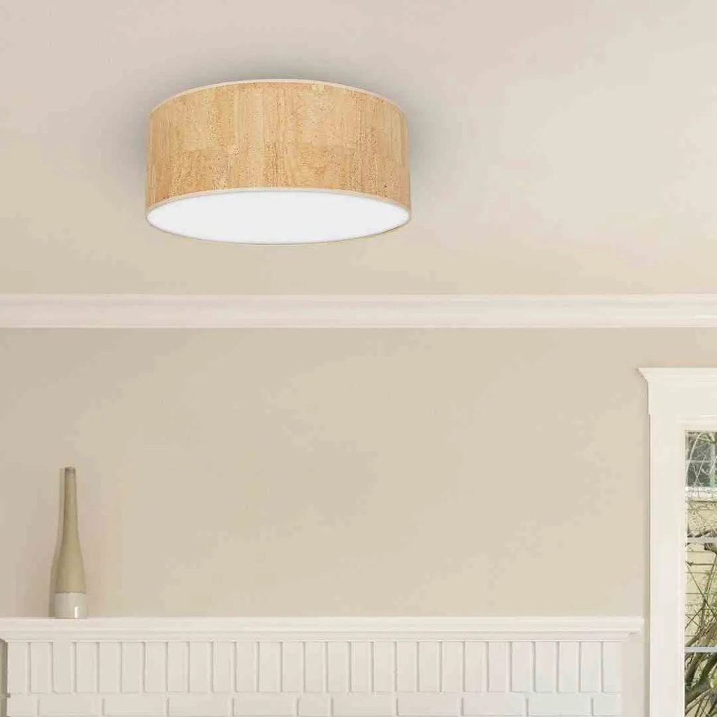 Lampa sufitowa korek, biała, okrągła CORK White/Cork 3xE27 Ø50cm