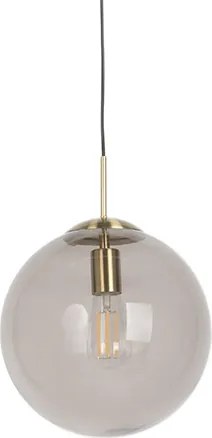 Nowoczesna lampa wisząca mosiądz ze szkłem dymnym 30 cm - Ball