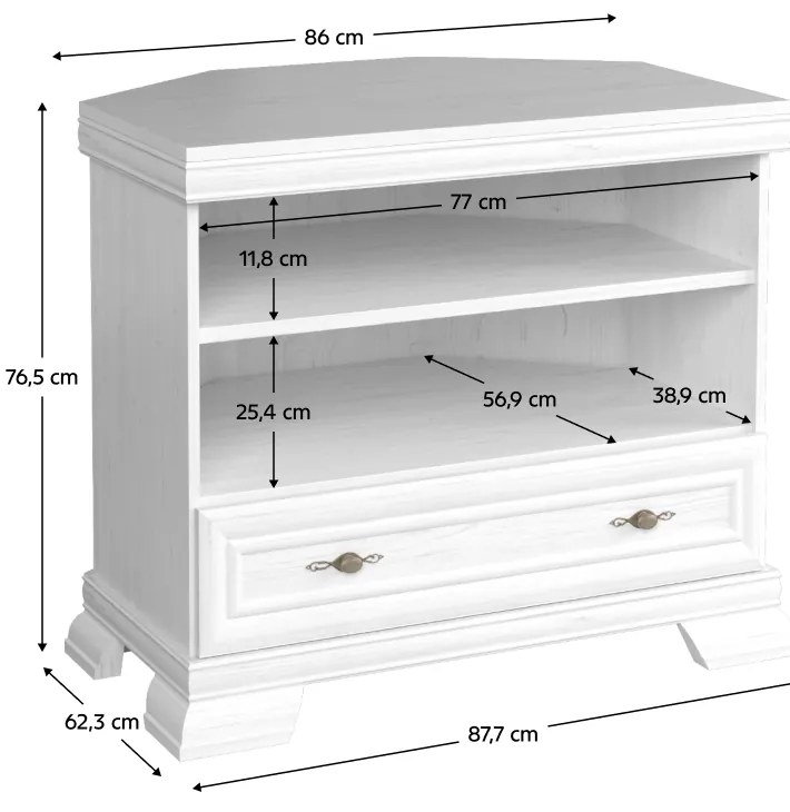 Stolik narożny pod telewizor KORA, sosna andersen