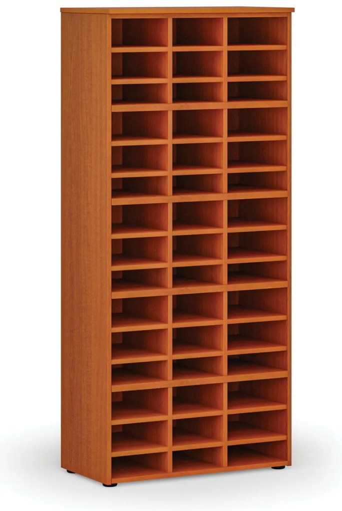 Regał sortujący PRIMO WOOD, 800 x 420 x 1781 mm, 45 przegród, czereśnia