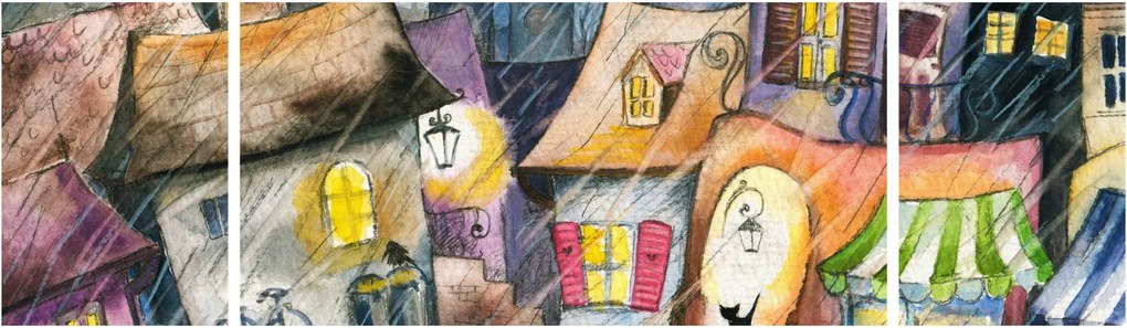 Obraz - Deszczowy wieczór (170x50 cm)