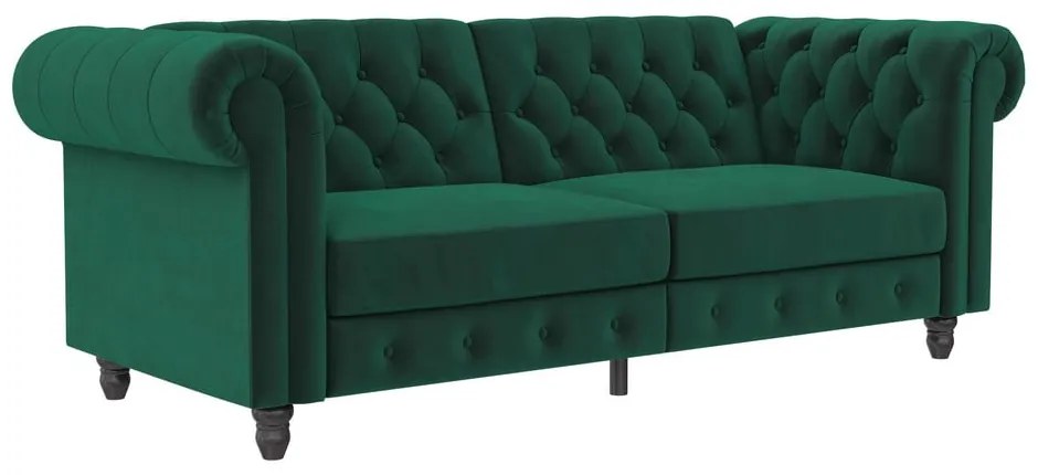Ciemnozielona aksamitna rozkładana sofa 236 cm Felix – Støraa