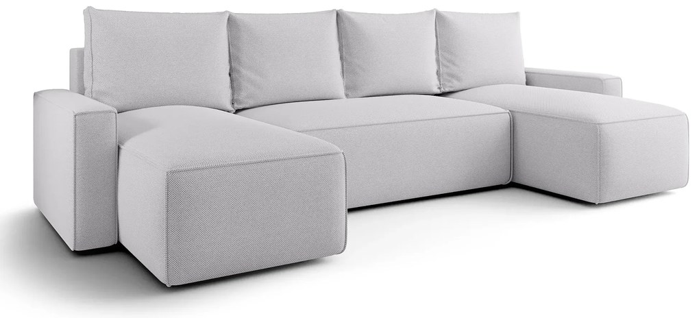 Jasnoszary rozkładany narożnik U z pojemnikiem T5-K40