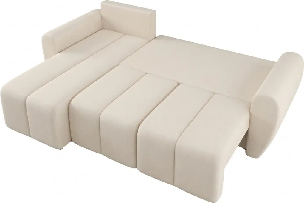 Rozkładana dwustronna sofa narożna do L SEVIO 246x145 cm, kremowa + 2 poduszki ZA DARMO