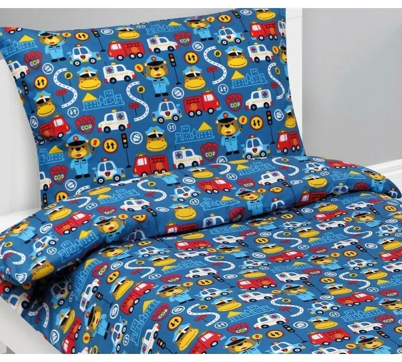 Bellatex Dziecięca pościel bawełniana JuniorRatownicy niebieska, 140 x 200, 70 x 90 cm