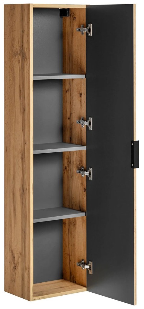 Szafka łazienkowa wisząca słupek w kolorze naturalnego drewna 35 x 25 x 140 cm ASTROS Light Oak