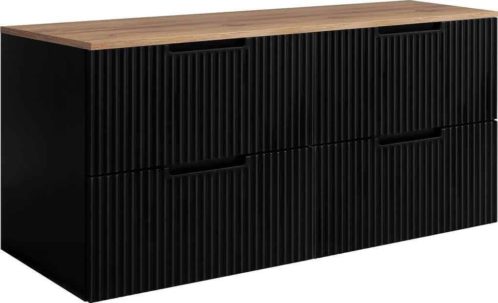 Szafka łazienkowa, czarny / dąb Craft, 160 (2 x 80) x 58,6 x 46 cm