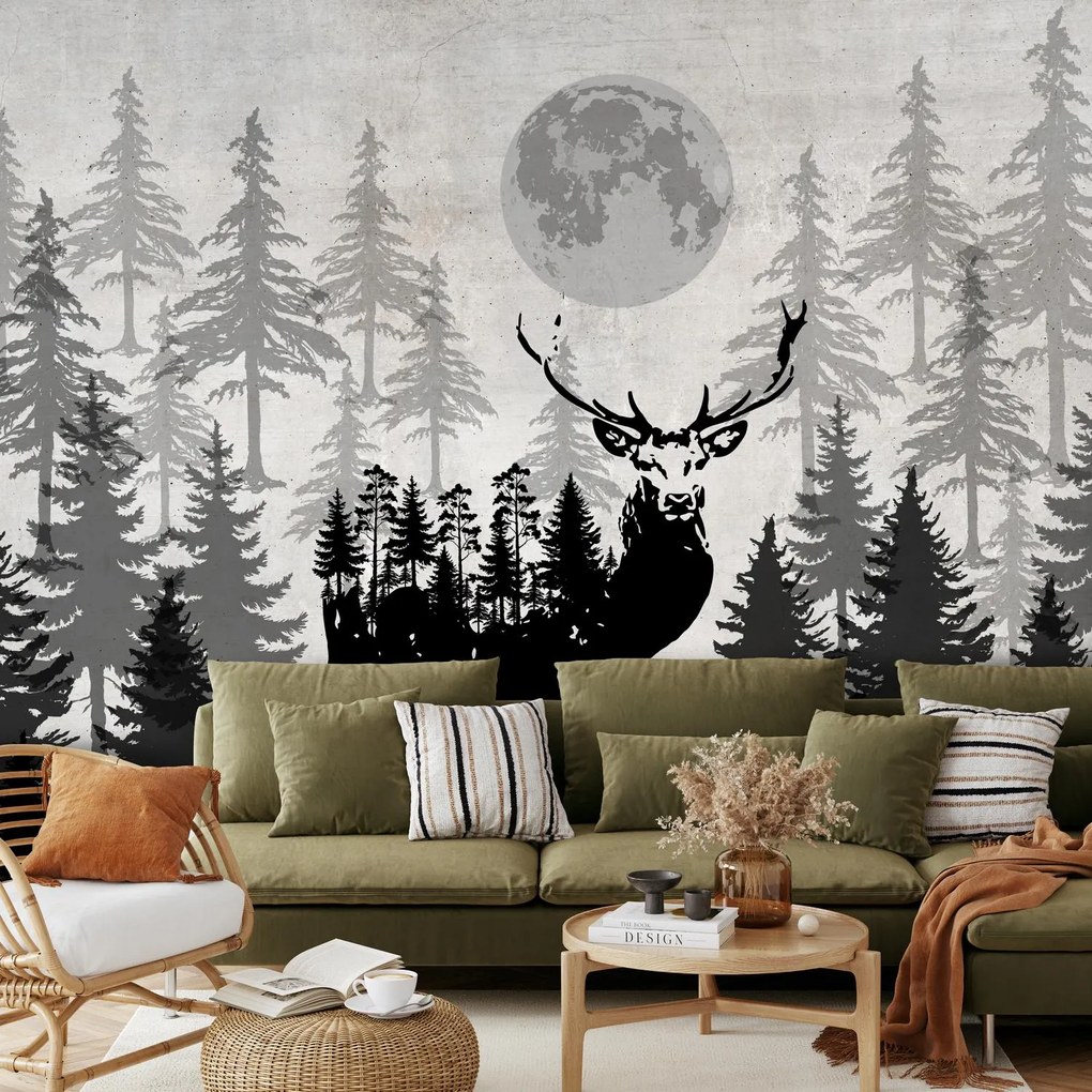Fototapeta - Jeleń w betonowej ścianie (196x136 cm)
