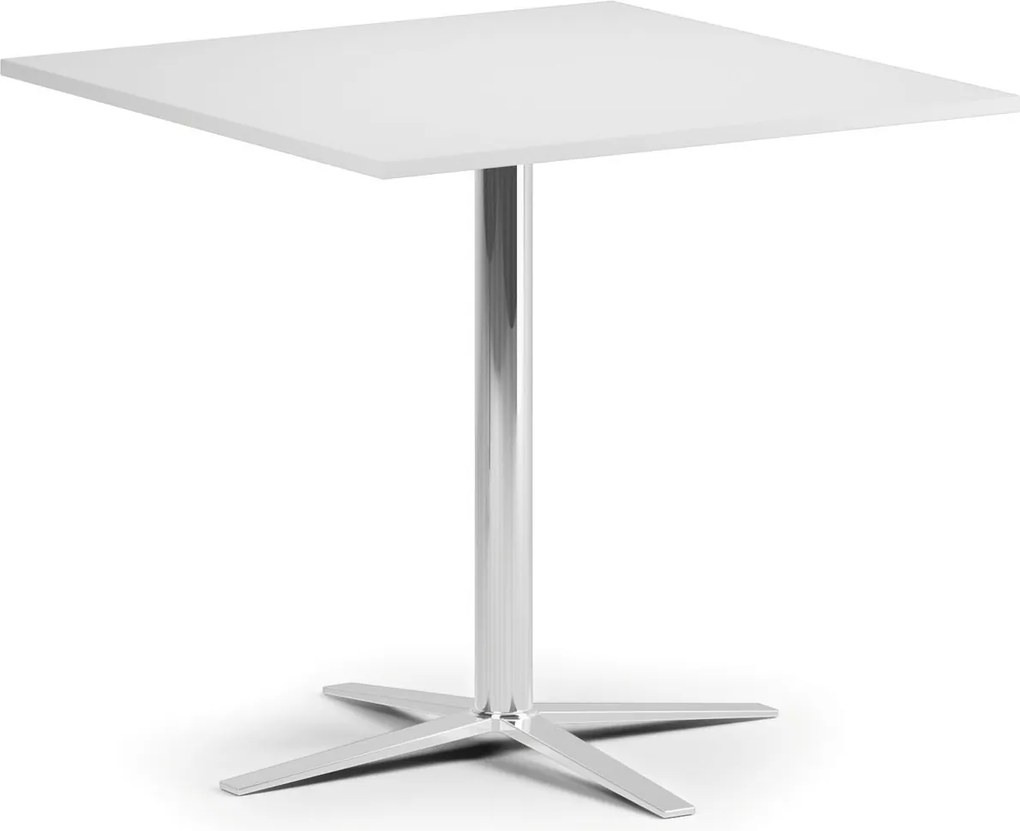 Stolik kawowy AURA, 60x60 cm, chrom podstawa, biały