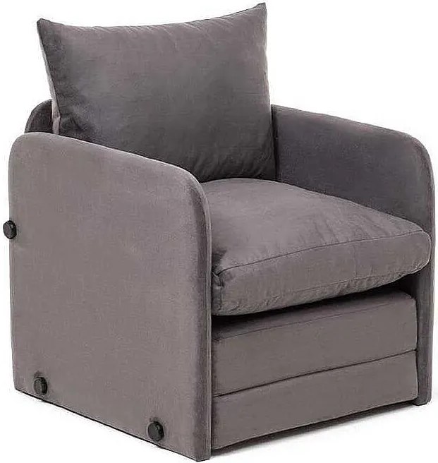 Fotel-łóżko 1-osobowy – 68 cm x 70 cm x 66 cm – Szary – Metal i poliester