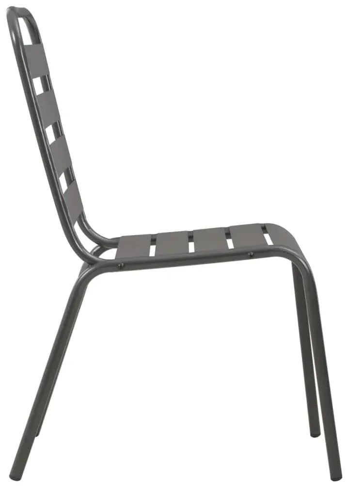 Zestaw szarych metalowych krzeseł ogrodowych K2-D58
