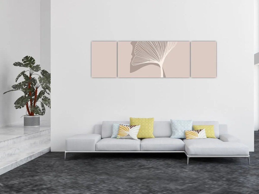 Obraz - Beżowe liście N⁰4 (170x50 cm)