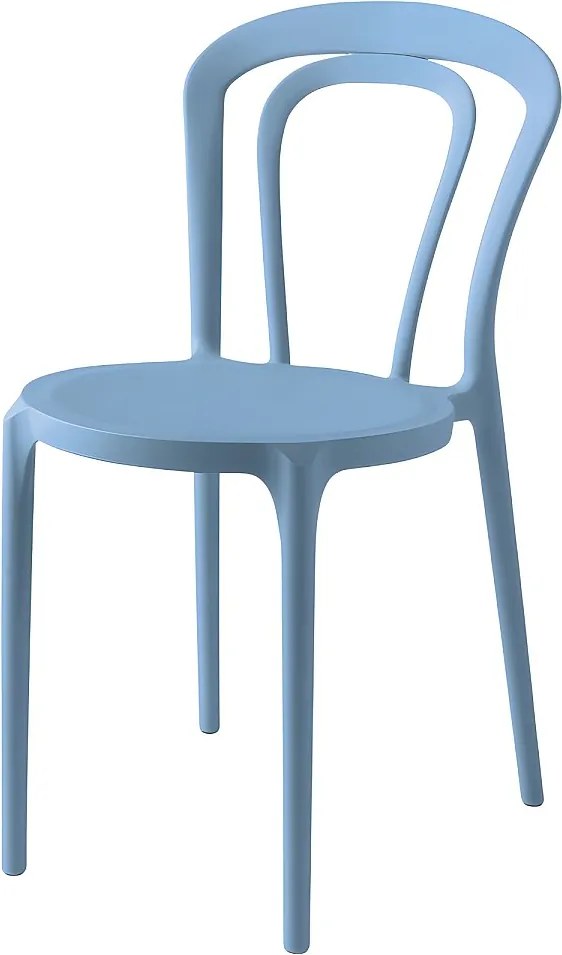 Zestaw 2 nowoczesnych niebieskich krzeseł "Caffè" z polipropylenu, sztaplowanych, do użytku wewnątrz i na zewnątrz, cm 53x53 83h