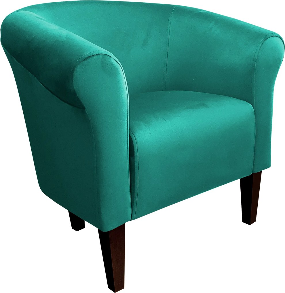 Fotel Milo tkanina Welur wygodny fotel tapicerowany do salonu i sypialni : Kolor nogi - Venge, Kolor tkaniny - VELVET - MG20, Wysokość nogi - 20 cm