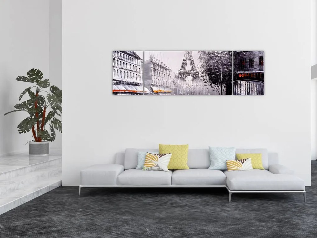 Obraz - Obraz olejny, Paryż (170x50 cm)