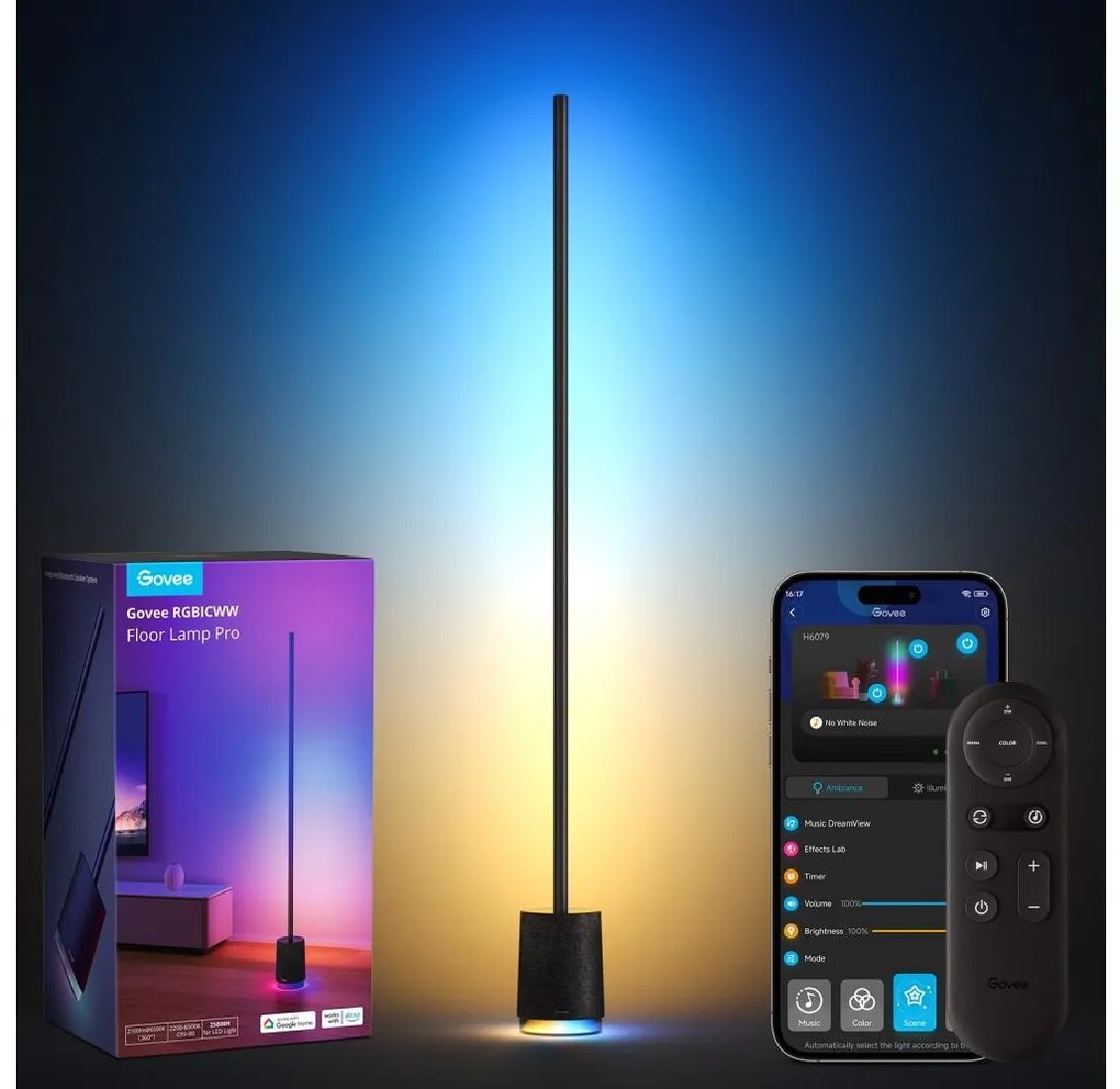 Govee - LED Lampa podłogowa z głośnikiem Pro RGBICWW Wi-Fi +pilot