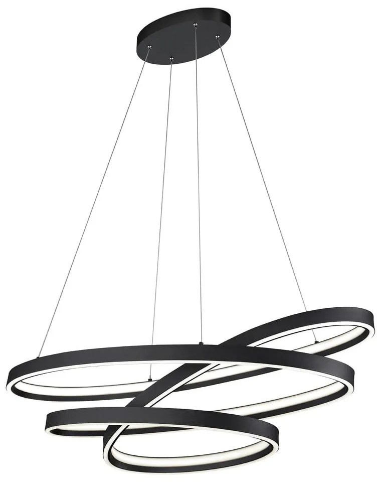 Czarna lampa wisząca LED ze sterowaniem głosowym/mobilną aplikacją i metalowym kloszem Ciola – CINQUE