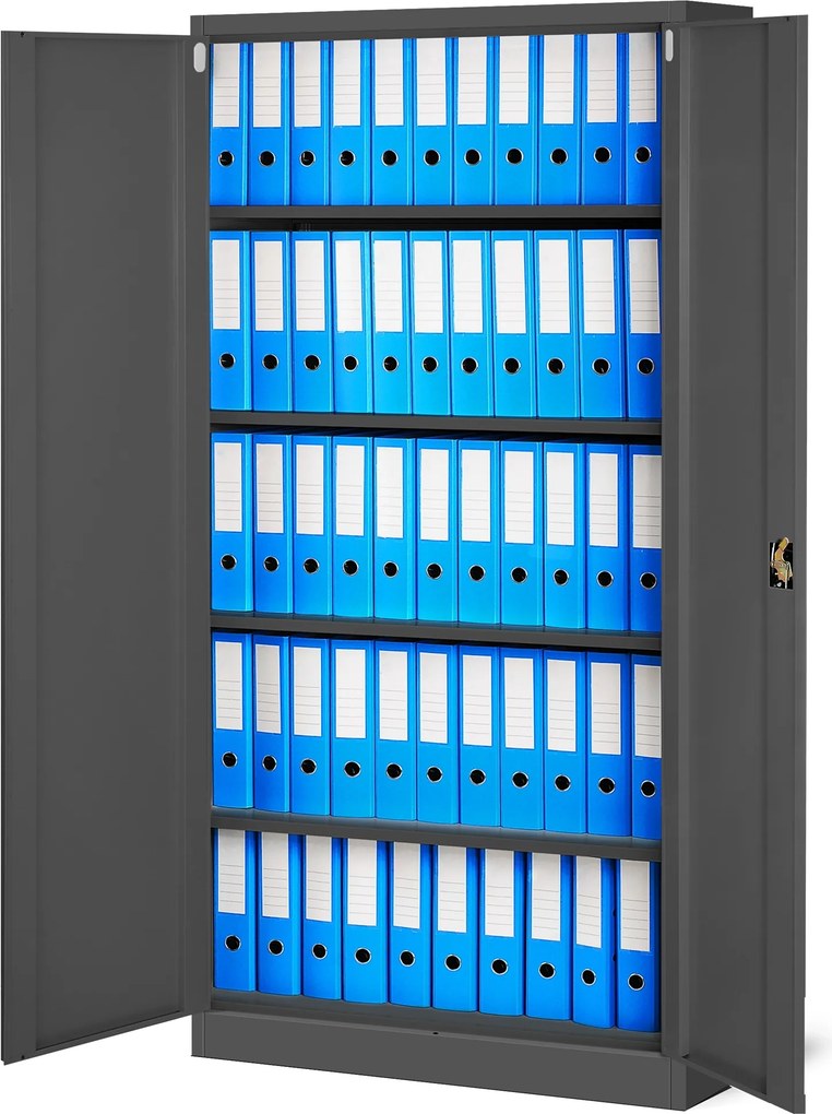 Zestaw 4x szafa biurowa metalowa na akta antracytowa, 900x1850x400 mm: JAN
