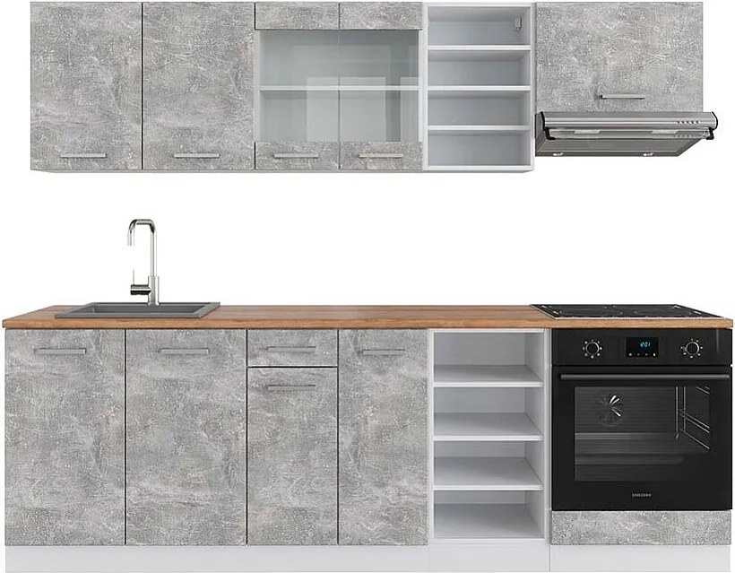 Zabudowa kuchenna beton/biały 240x60x81.6 r-line