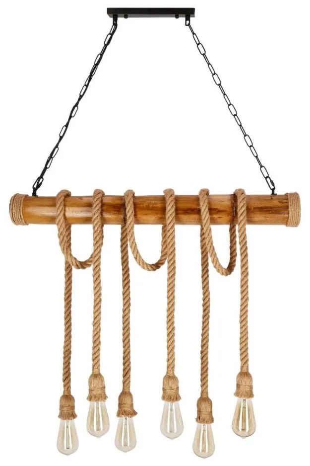 Żyrandol na łańcuchu VINT 6xE27/40W/230V bambusowy