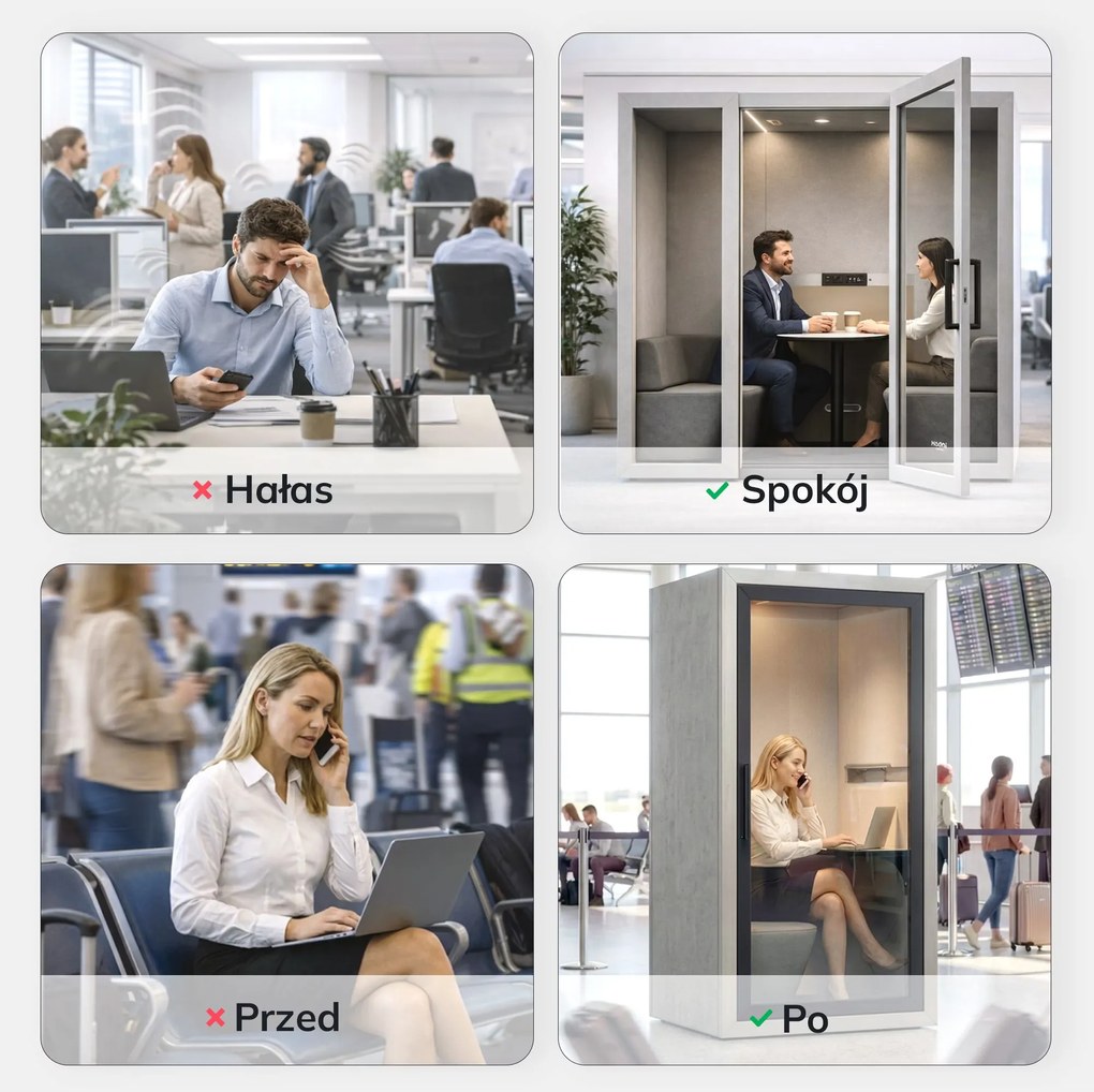 Budka akustyczna do biura INBOX 4-osobowa 2100 x 2200 x 1220 mm