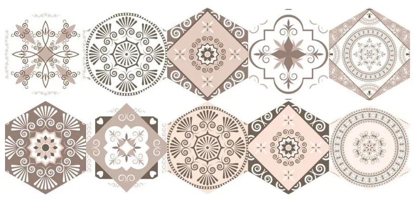 Zestaw 10 naklejek na podłogę Ambiance Floor Stickers Hexagons Cornalina, 40x90 cm