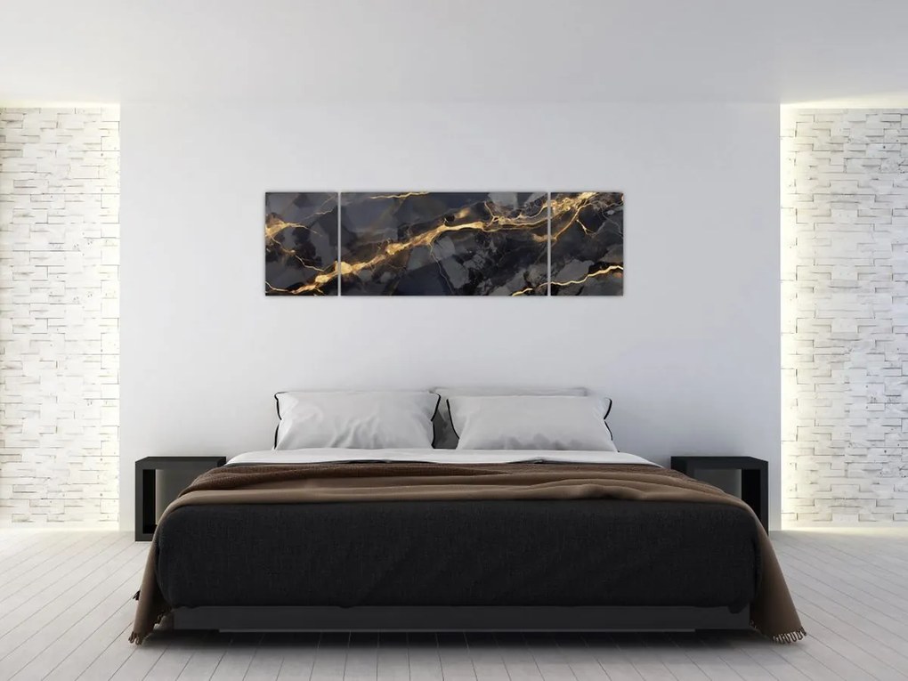 Obraz - Czarny - złoty dekor (170x50 cm)
