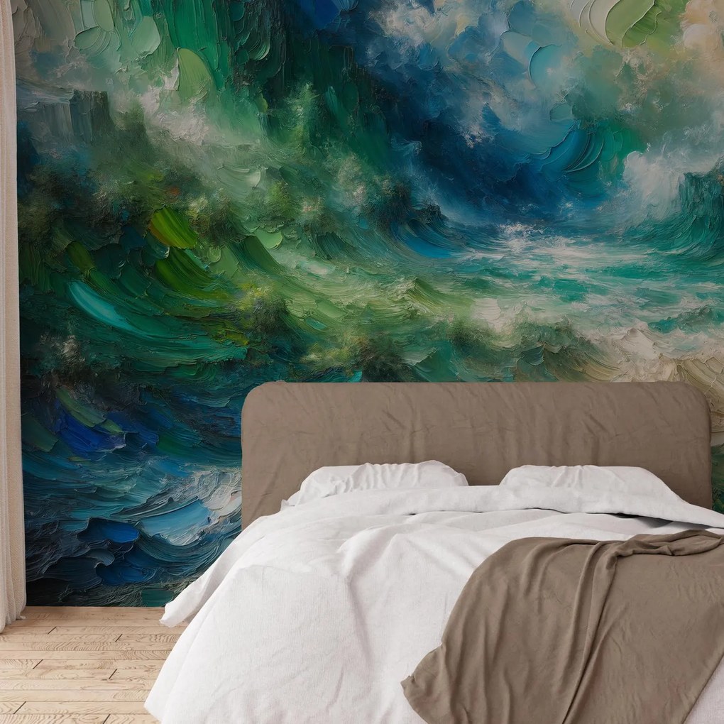 Fototapeta - Zielono-niebieska abstrakcja (196x136 cm)