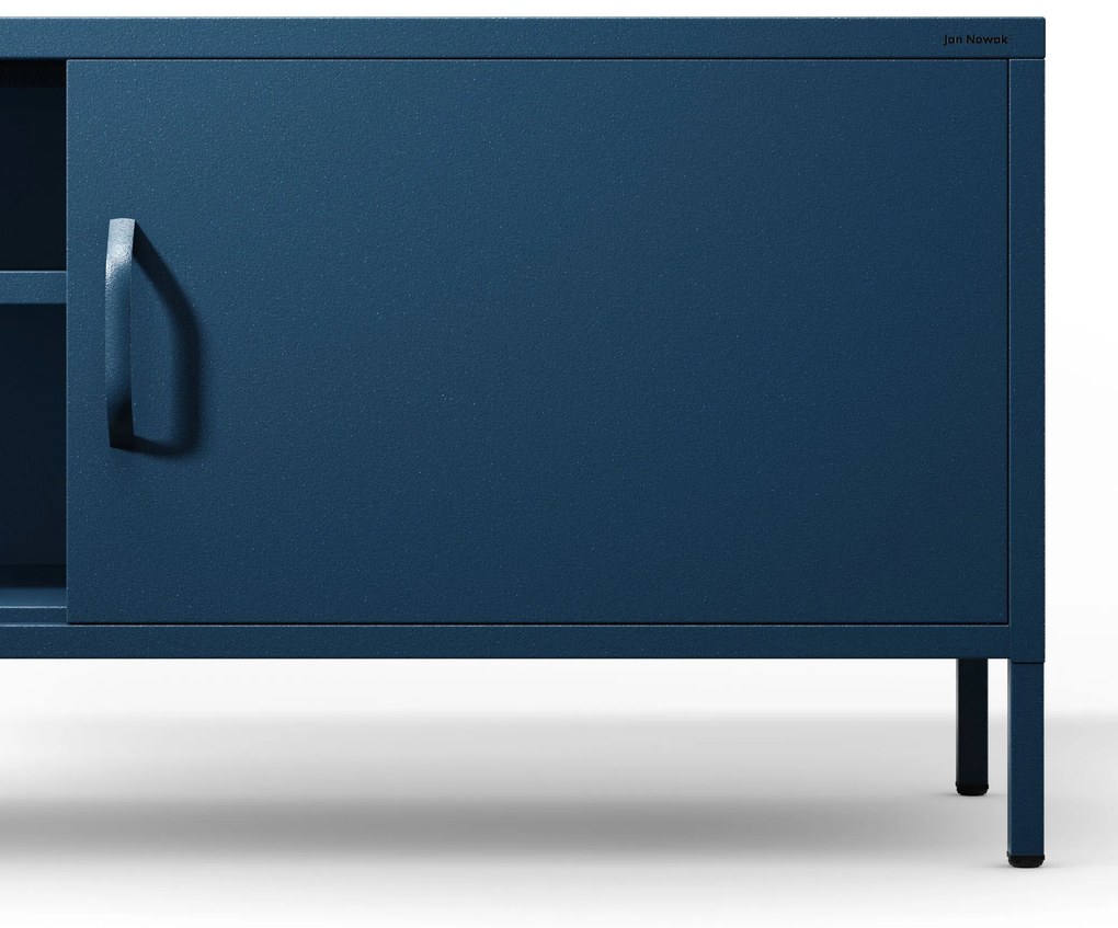 Szafka RTV metalowa szeroka XL na nóżkach granatowa, 1700x400x500 mm: ROSARIA