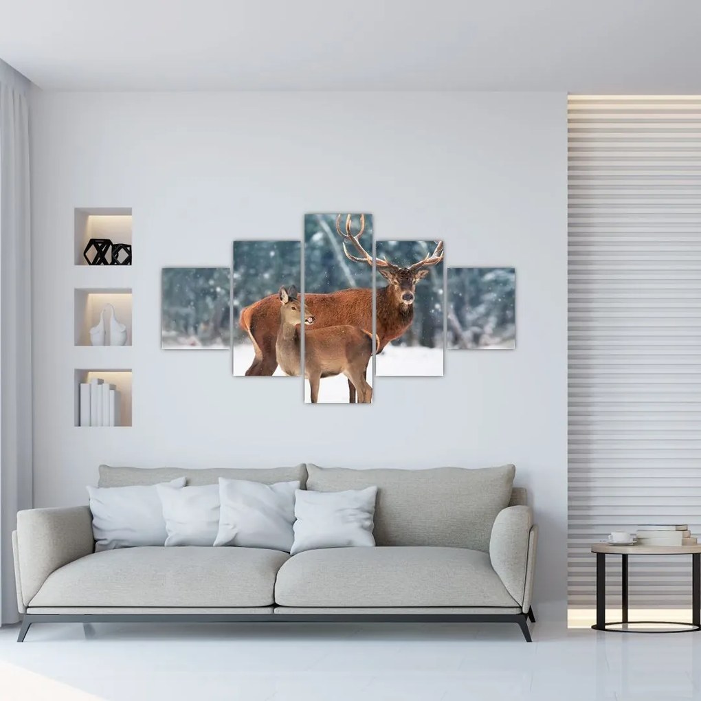 Obraz Jelenia z łanią (125x70 cm)