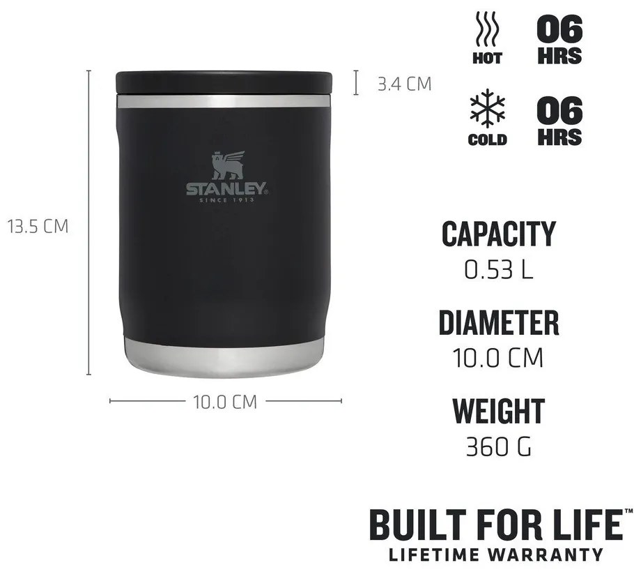 Czarny termos na jedzenie ze stali nierdzewnej 530 ml Adventure To-Go Black – Stanley