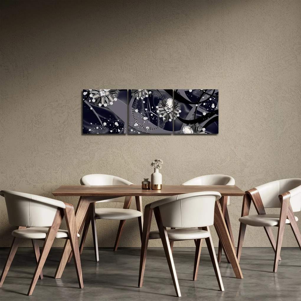 Obraz - Diamenty w pomieszczeniu (z zegarem) (90x30 cm)