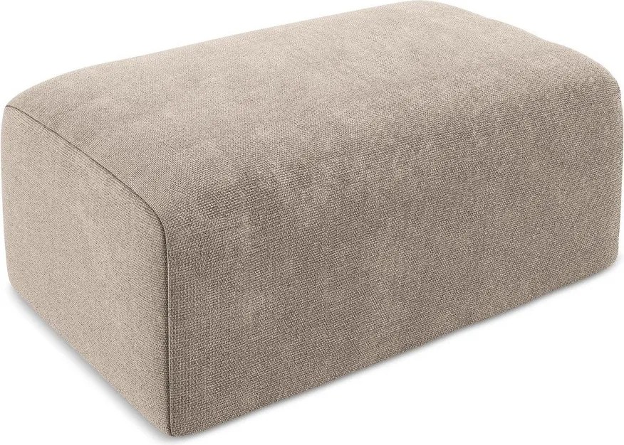 Beżowy podnóżek z tkaniny szenilowej Kona – Makamii